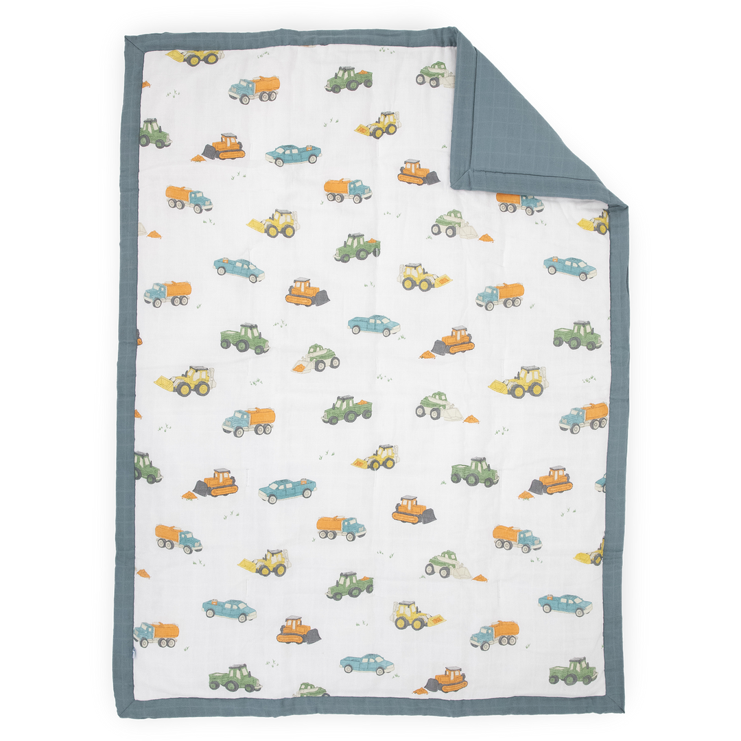 Little Unicorn Cotton Muslin Toddler Comforter | Work Trucks