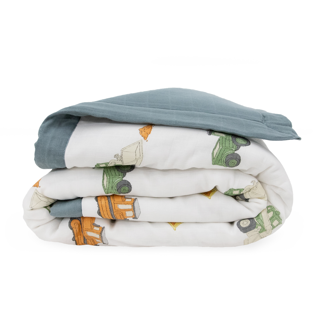 Little Unicorn Cotton Muslin Toddler Comforter | Work Trucks