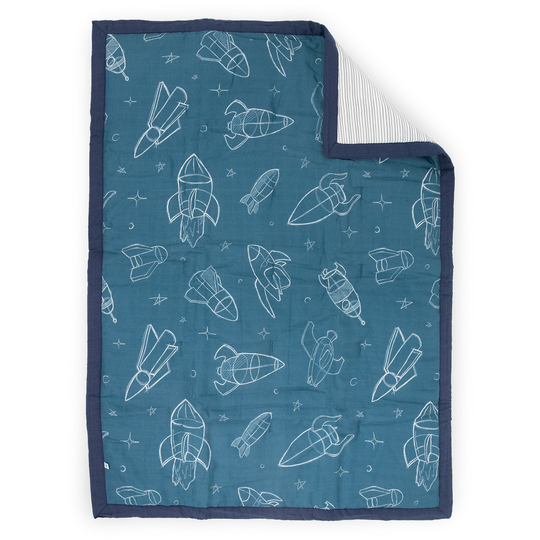 Little Unicorn Cotton Muslin Toddler Comforter | Blast Off