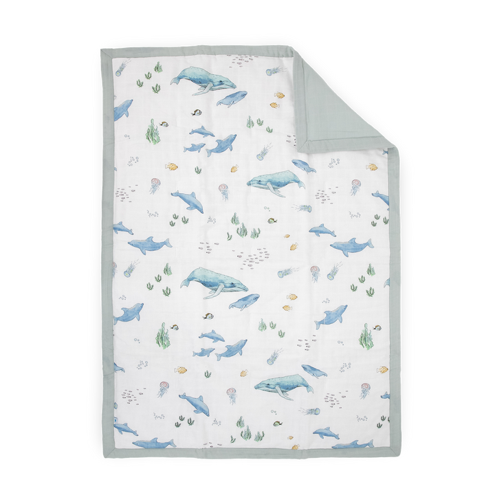 Little Unicorn Cotton Muslin Toddler Bedding 3 Piece Set | Whales