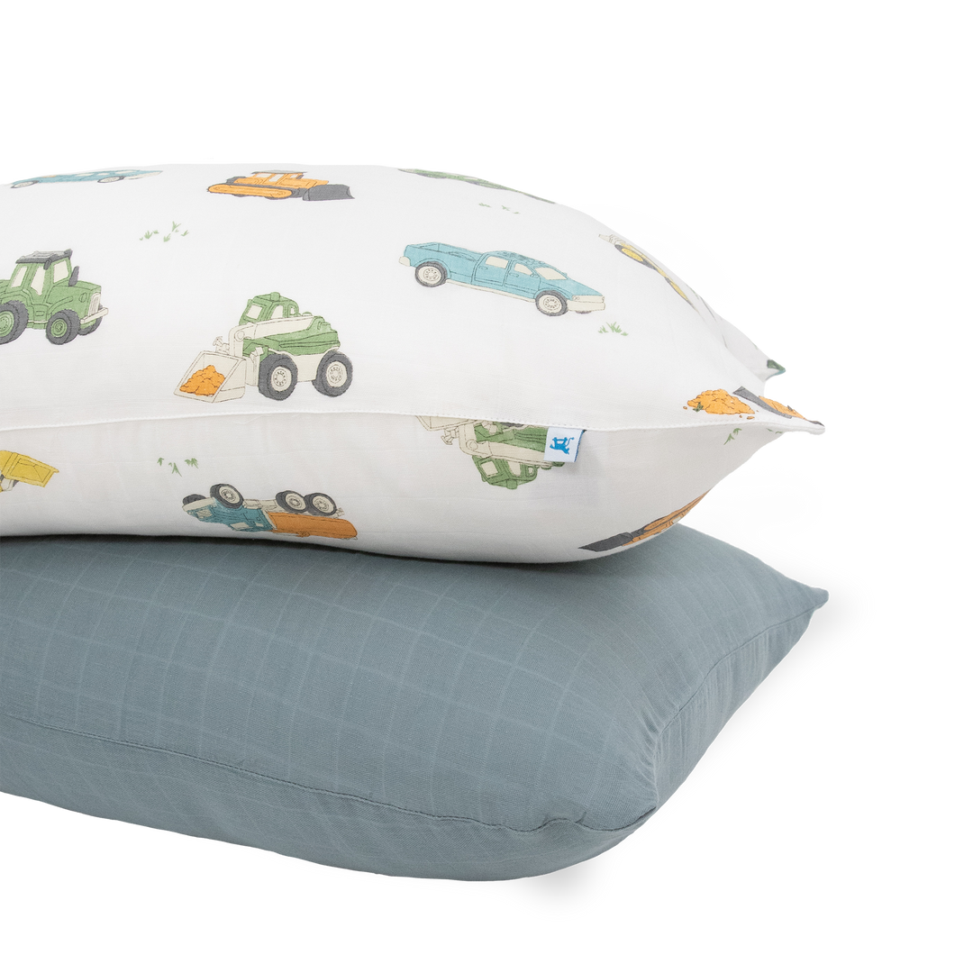 Little Unicorn Cotton Muslin Pillowcase 2-Pack | Work Trucks