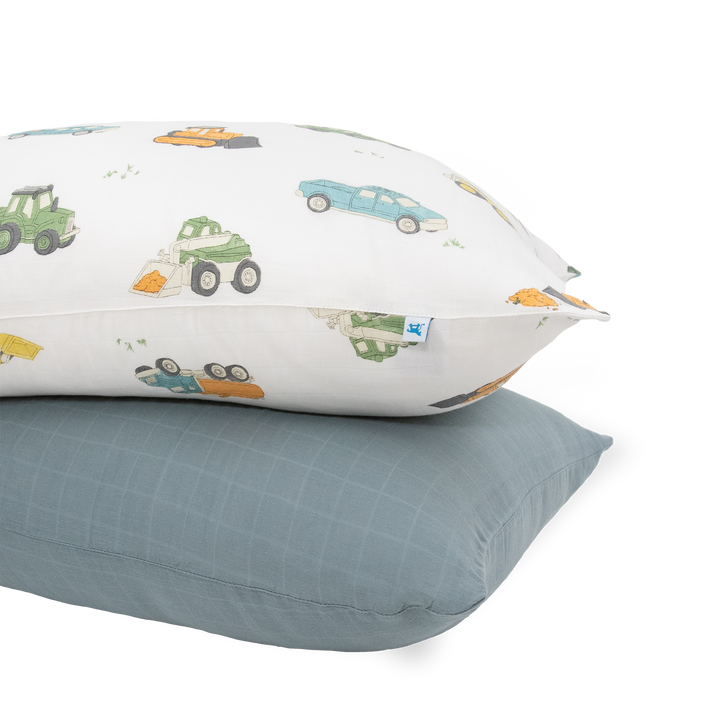 Little Unicorn Cotton Muslin Pillowcase 2-Pack | Work Trucks