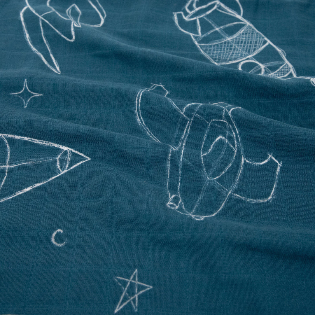 Little Unicorn Cotton Muslin Pillowcase 2-Pack | Blast Off