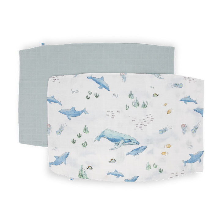 Little Unicorn Cotton Muslin Pillowcase 2-Pack | Whales
