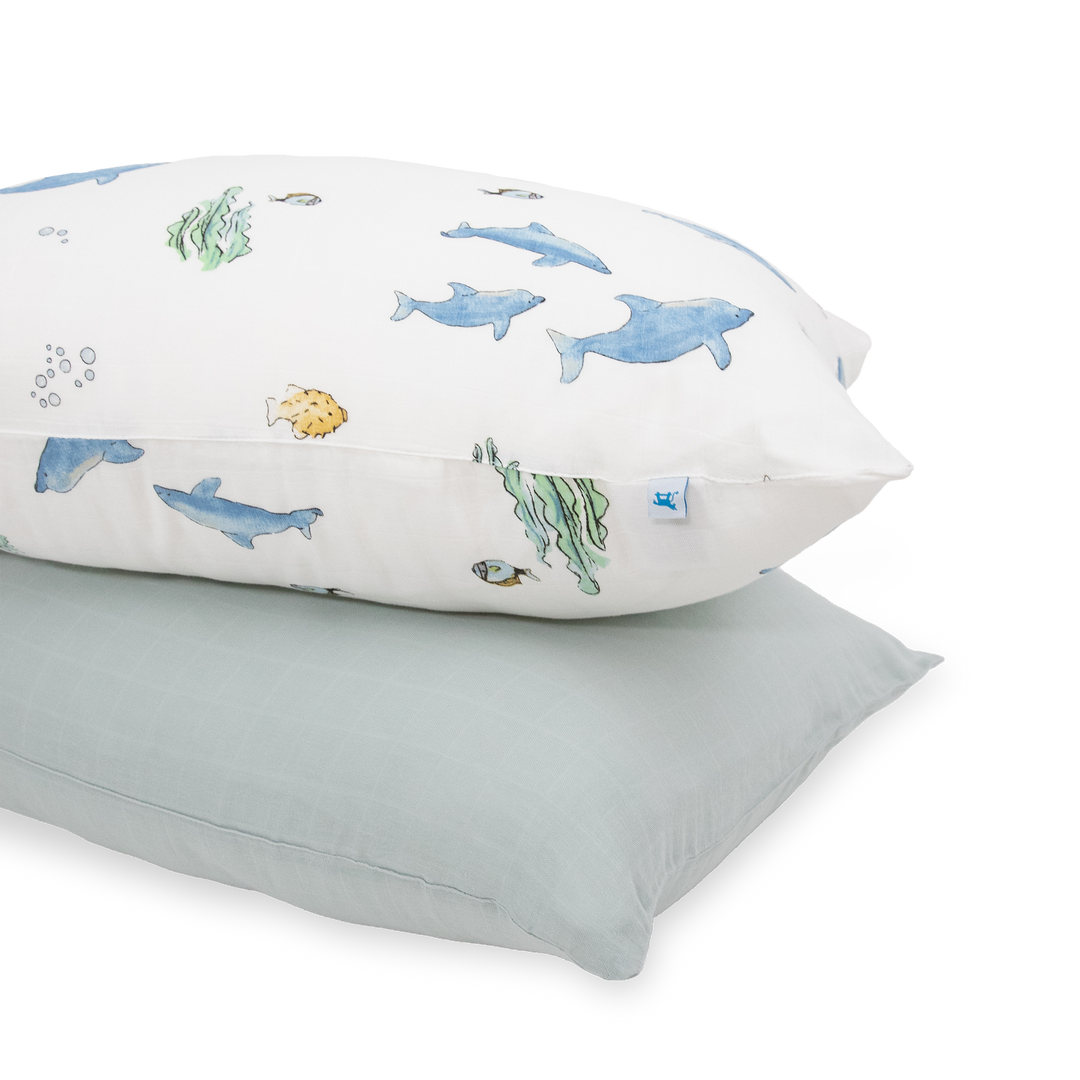 Little Unicorn Cotton Muslin Pillowcase 2-Pack | Whales