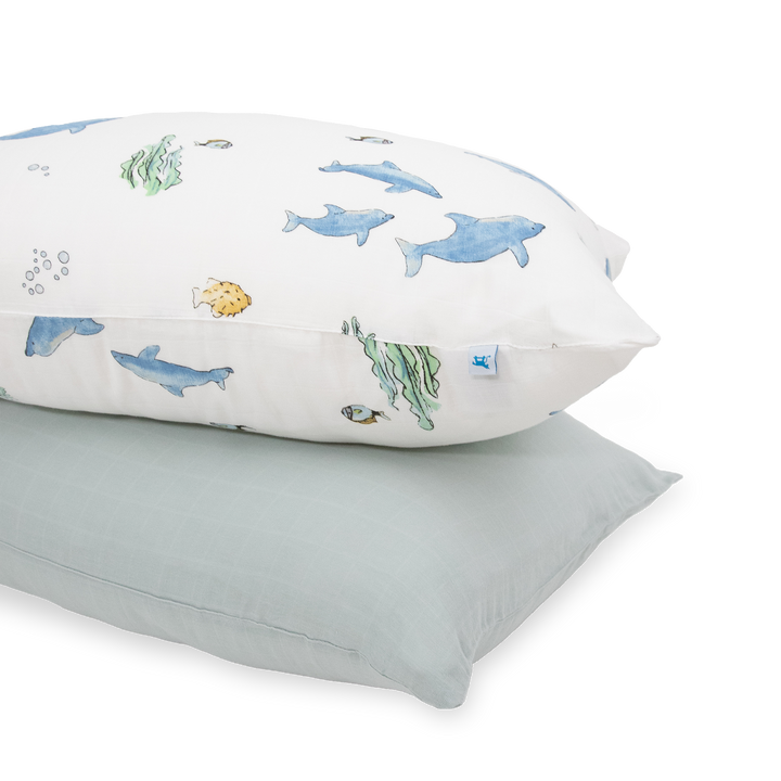 Little Unicorn Cotton Muslin Pillowcase 2-Pack | Whales