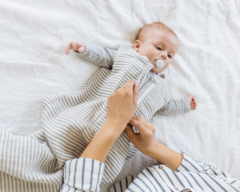 Little Unicorn Cotton Muslin Sleep Bag | Grey Stripe