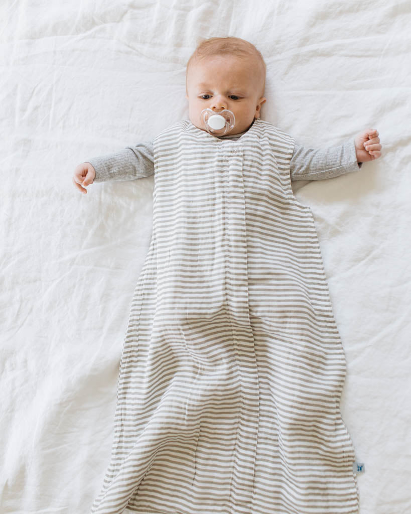 Little Unicorn Cotton Muslin Sleep Bag | Grey Stripe