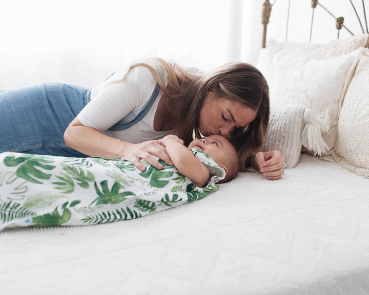 Little Unicorn Cotton Muslin Sleep Bag | Tropical Leaf