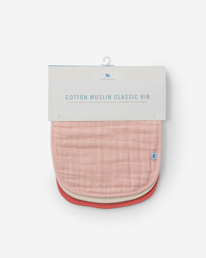 Little Unicorn Cotton Muslin Classic Bib 3 Pack | Rose Petal