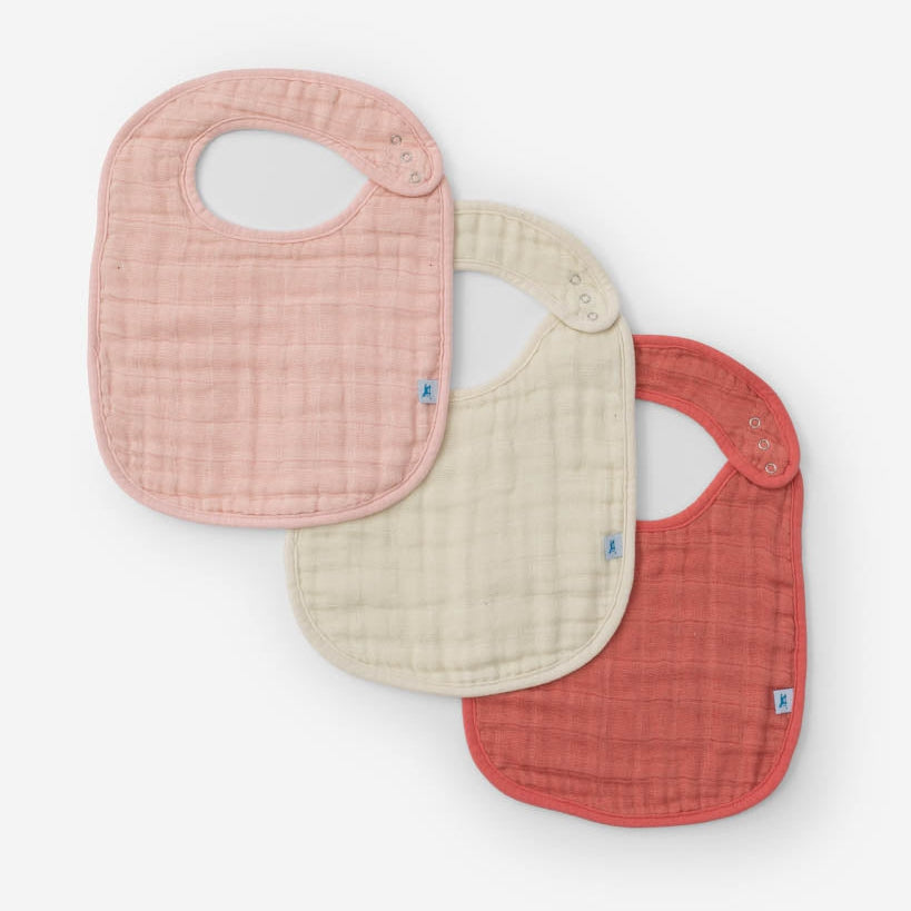 Little Unicorn Cotton Muslin Classic Bib 3 Pack | Rose Petal