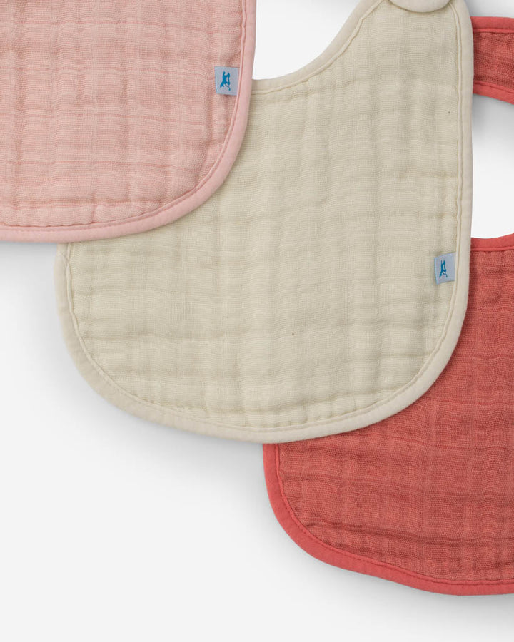 Little Unicorn Cotton Muslin Classic Bib 3 Pack | Rose Petal