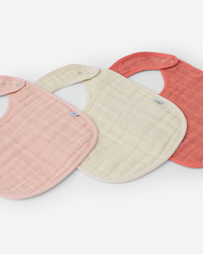 Little Unicorn Cotton Muslin Classic Bib 3 Pack | Rose Petal
