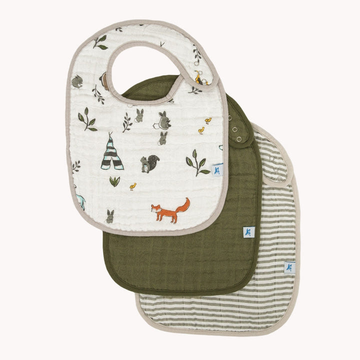 Little Unicorn Cotton Muslin Classic Bib 3 Pack | Forest Friends 2