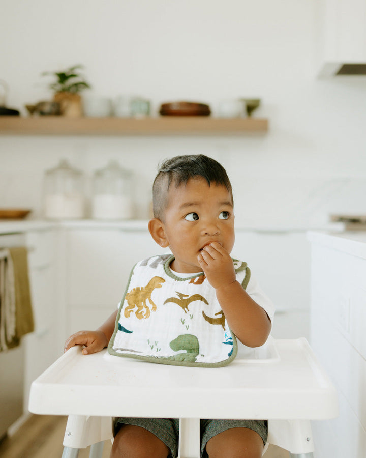 Little Unicorn Cotton Muslin Classic Bib 3 Pack | Dino Friends 2
