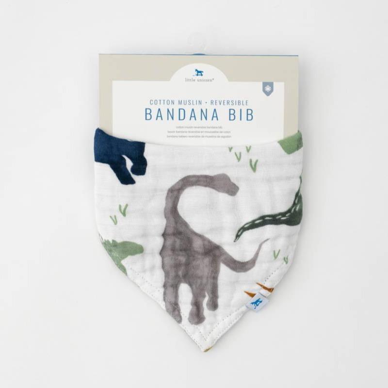 Little Unicorn Cotton Muslin Reversible Bandana Bib | Dino Friends