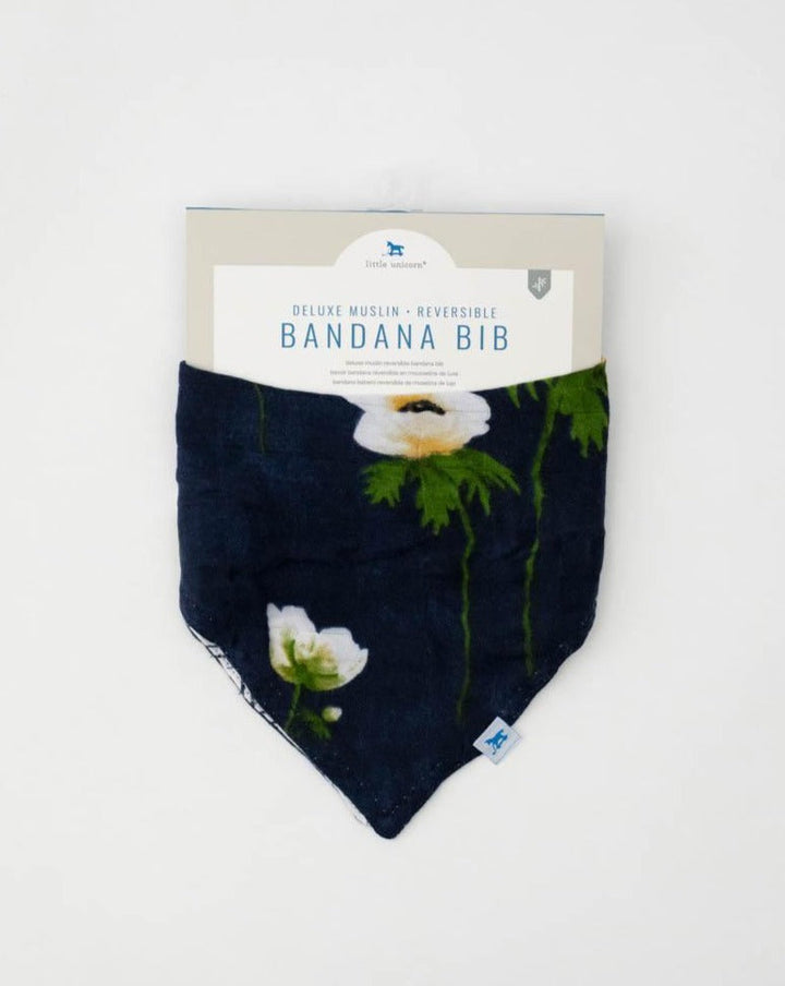 Little Unicorn Deluxe Muslin Reversible Bandana Bib | White Anemone