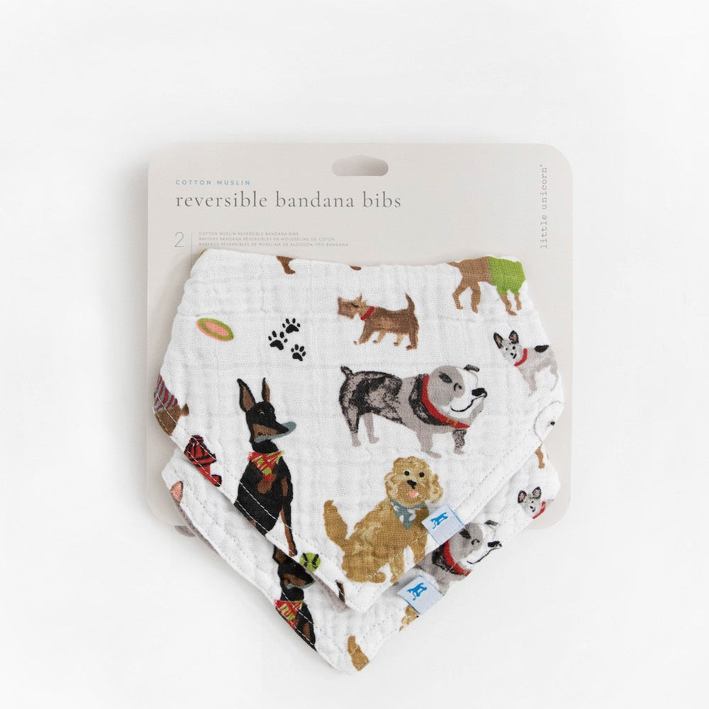 Little Unicorn Cotton Muslin Reversible Bandana Bib 2 Pack | Woof