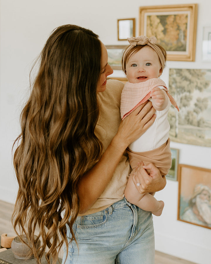 Little Unicorn Cotton Muslin Reversible Bandana Bib 2 Pack | Rose Petal