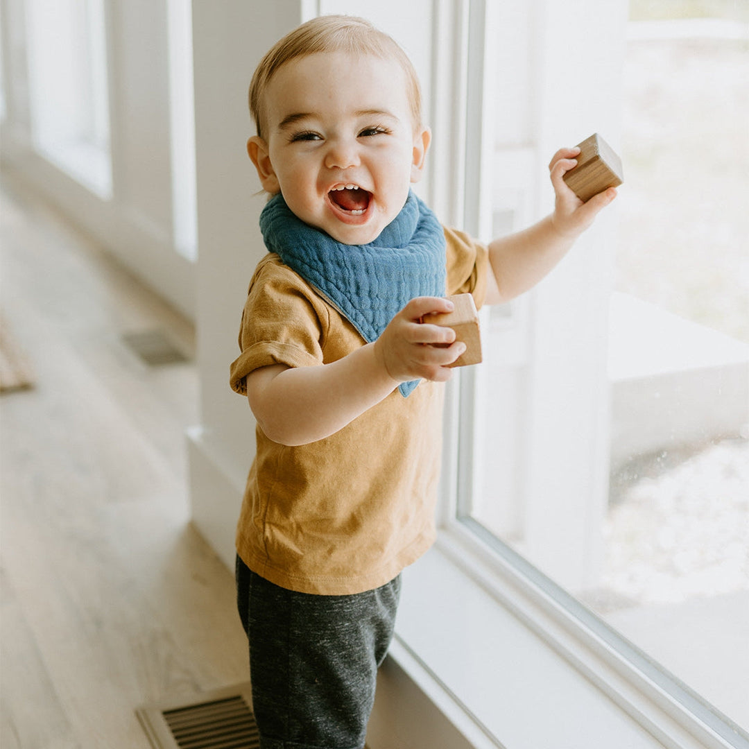 Little Unicorn Cotton Muslin Reversible Bandana Bib | Lake