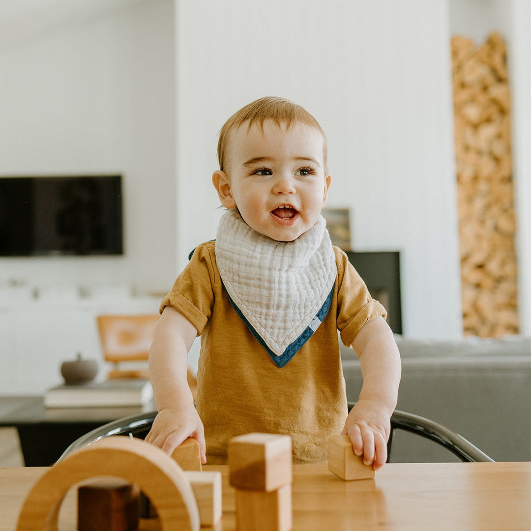 Little Unicorn Cotton Muslin Reversible Bandana Bib | Lake