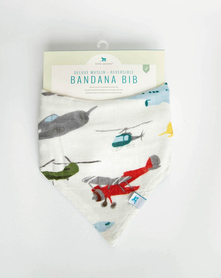 Little Unicorn Deluxe Muslin Reversible Bandana Bib | Air Show