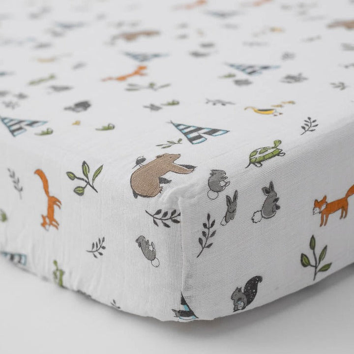 Little Unicorn Cotton Muslin Crib Sheet | Forest Friends