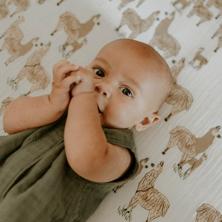 Little Unicorn Cotton Muslin Crib Sheet | Llama Llama