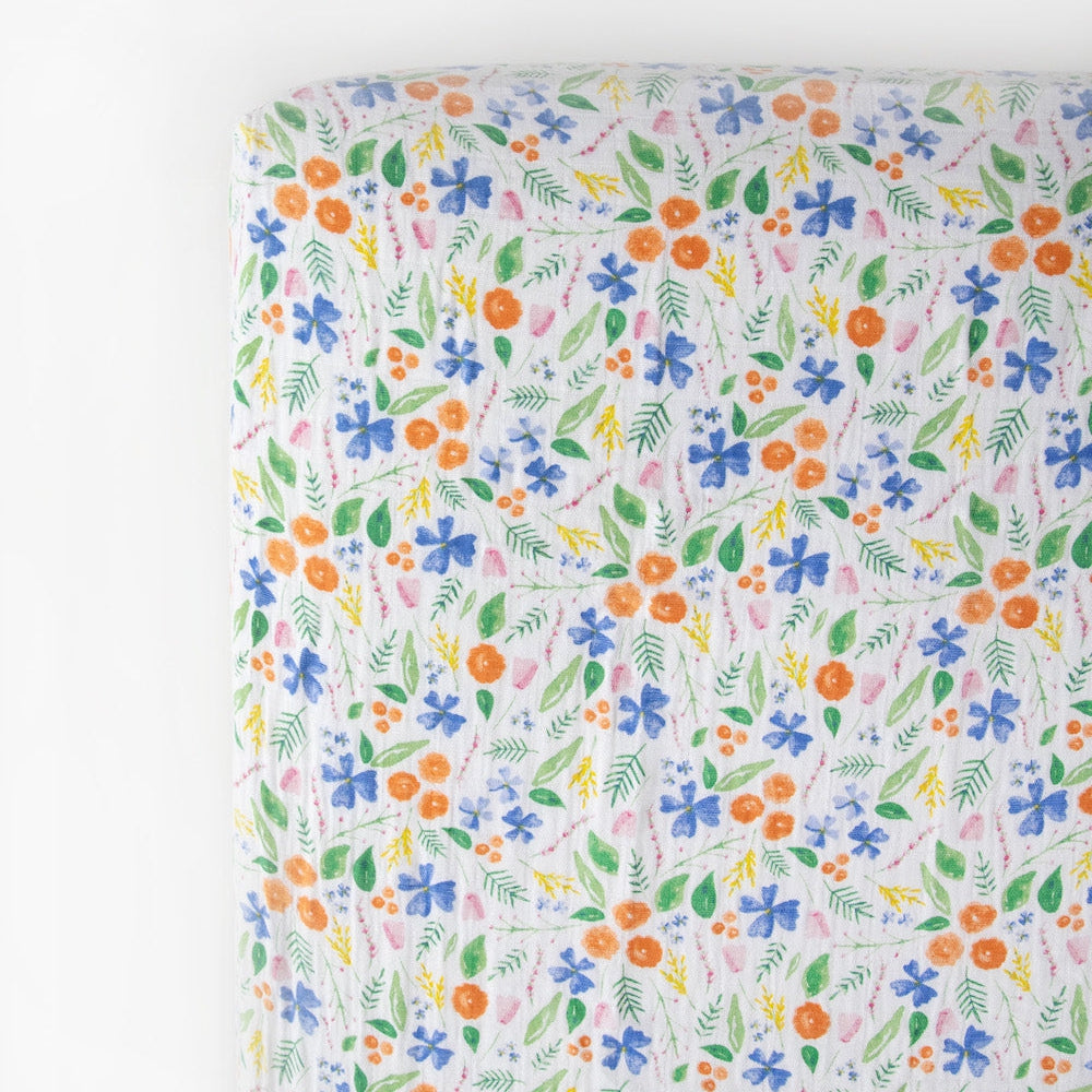 Little Unicorn Cotton Muslin Crib Sheet | Mountain Bloom