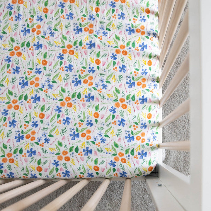 Little Unicorn Cotton Muslin Crib Sheet | Mountain Bloom