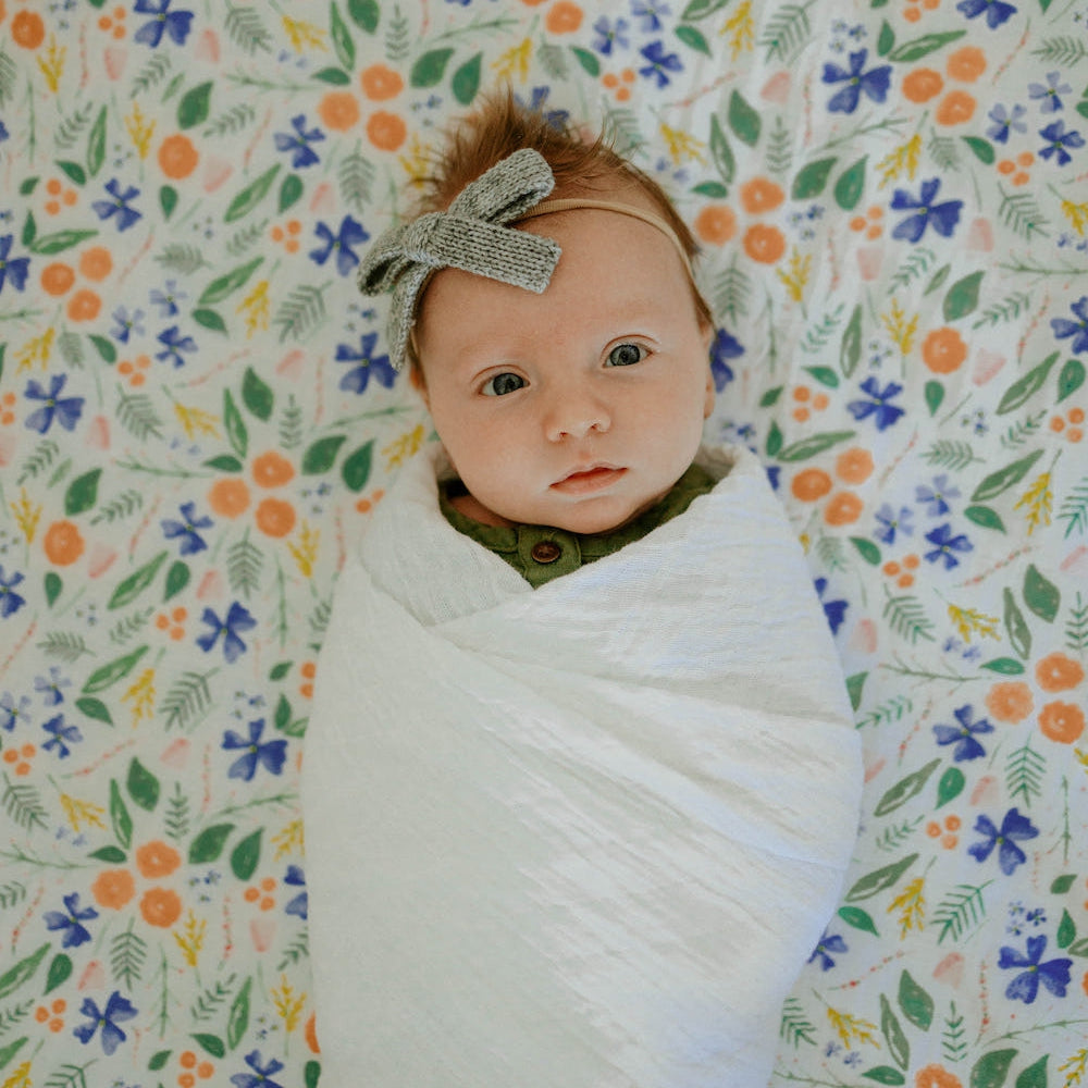 Little Unicorn Cotton Muslin Crib Sheet | Mountain Bloom