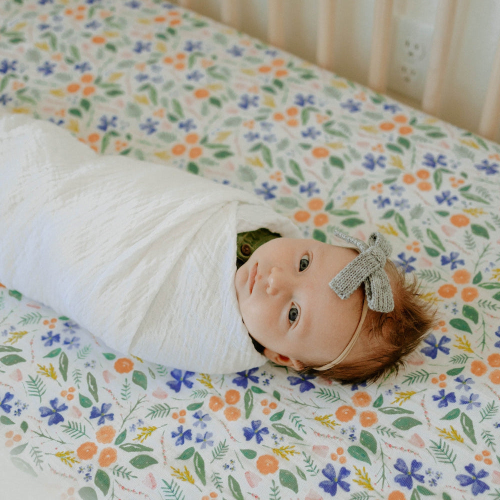 Little Unicorn Cotton Muslin Crib Sheet | Mountain Bloom