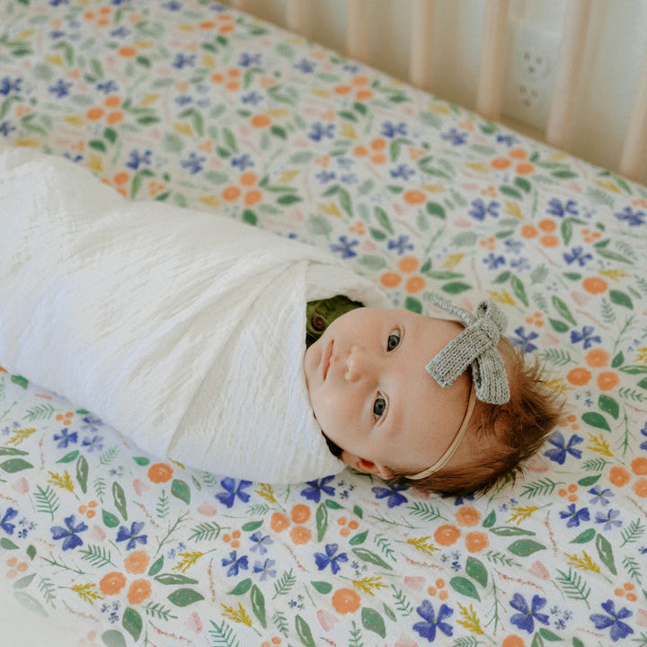 Little Unicorn Cotton Muslin Crib Sheet | Mountain Bloom