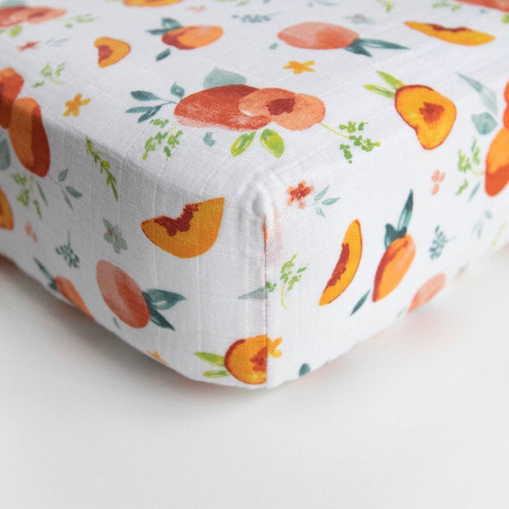 Little Unicorn Cotton Muslin Crib Sheet | Georgia Peach