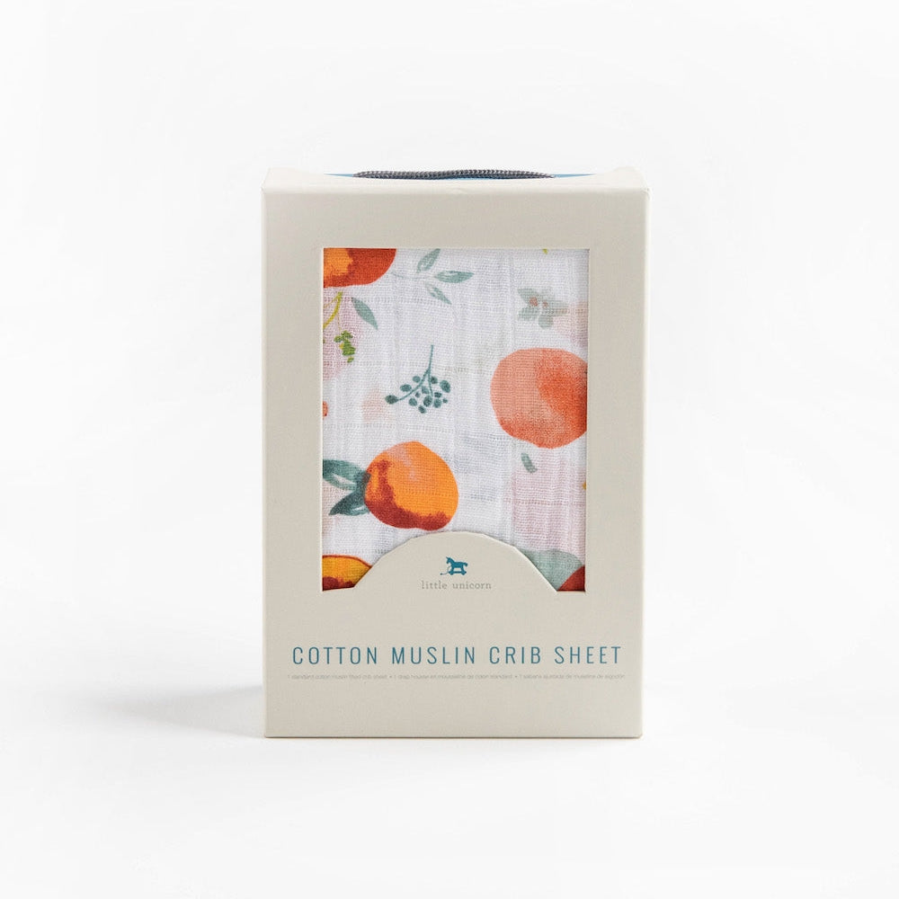 Little Unicorn Cotton Muslin Crib Sheet | Georgia Peach