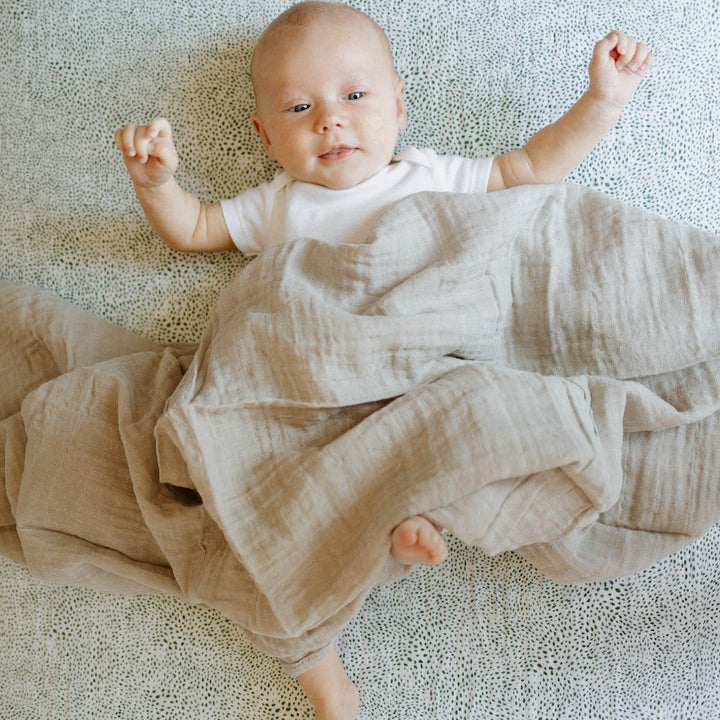 Little Unicorn Cotton Muslin Crib Sheet | Green Seed