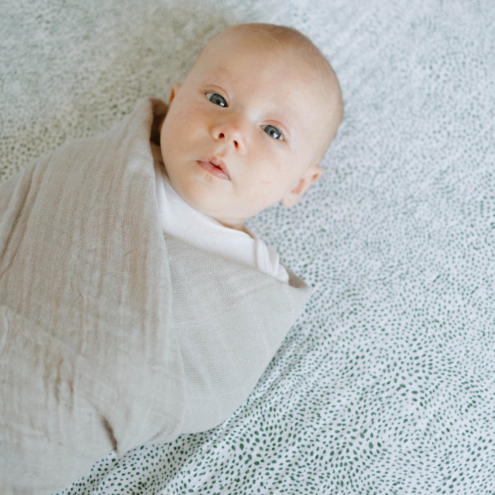 Little Unicorn Cotton Muslin Crib Sheet | Green Seed