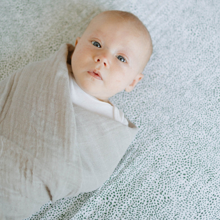 Little Unicorn Cotton Muslin Crib Sheet | Green Seed