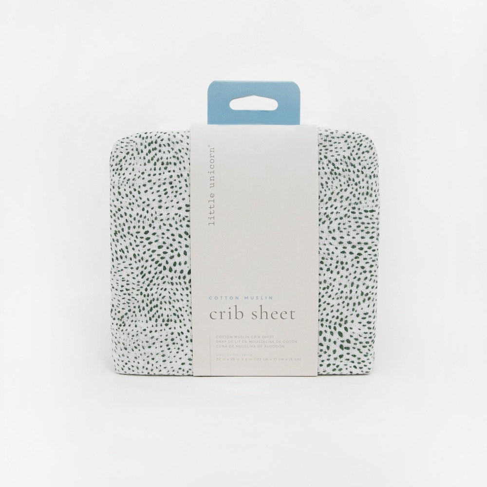 Little Unicorn Cotton Muslin Crib Sheet | Green Seed