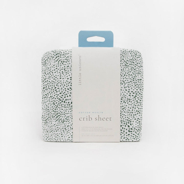 Little Unicorn Cotton Muslin Crib Sheet | Green Seed