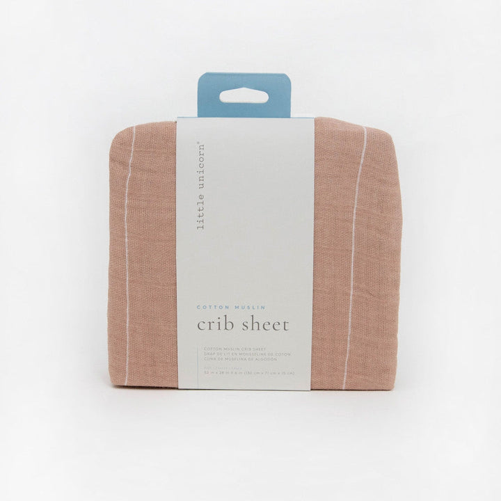 Little Unicorn Cotton Muslin Crib Sheet | Mauve Stripe