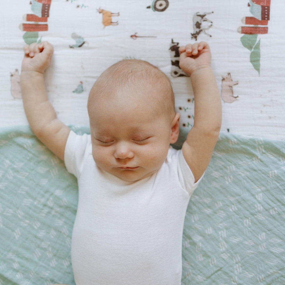 Little Unicorn Cotton Muslin Swaddle Blanket | Misty Field
