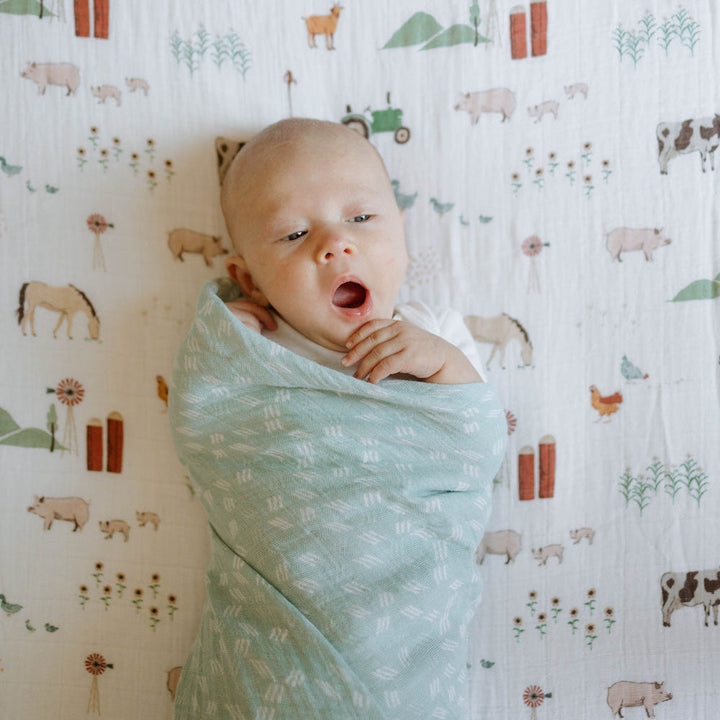 Little Unicorn Cotton Muslin Swaddle Blanket | Misty Field