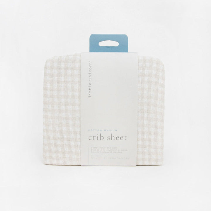 Little Unicorn Cotton Muslin Crib Sheet | Tan Gingham
