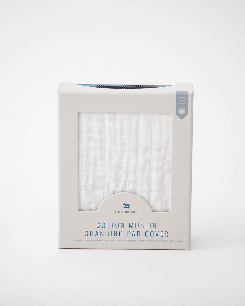 Little Unicorn Cotton Muslin Changing Pad Cover | White
