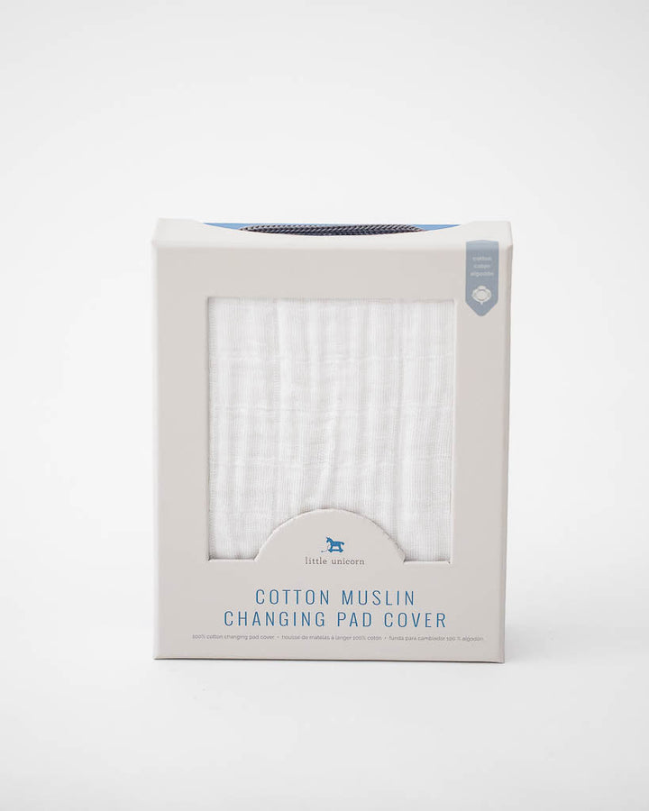 Little Unicorn Cotton Muslin Changing Pad Cover | White