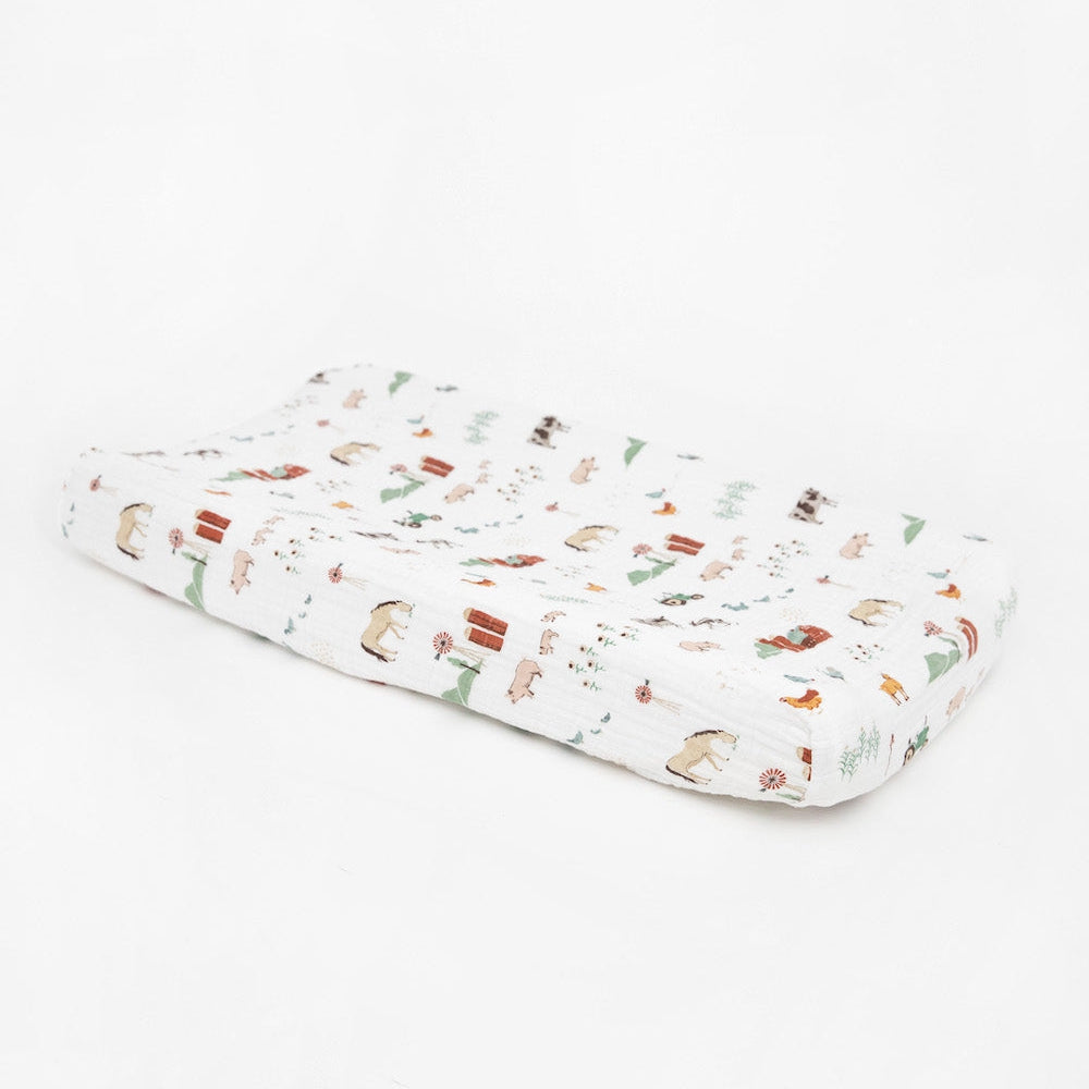 Little Unicorn Cotton Muslin Changing Pad Cover | Farmyard