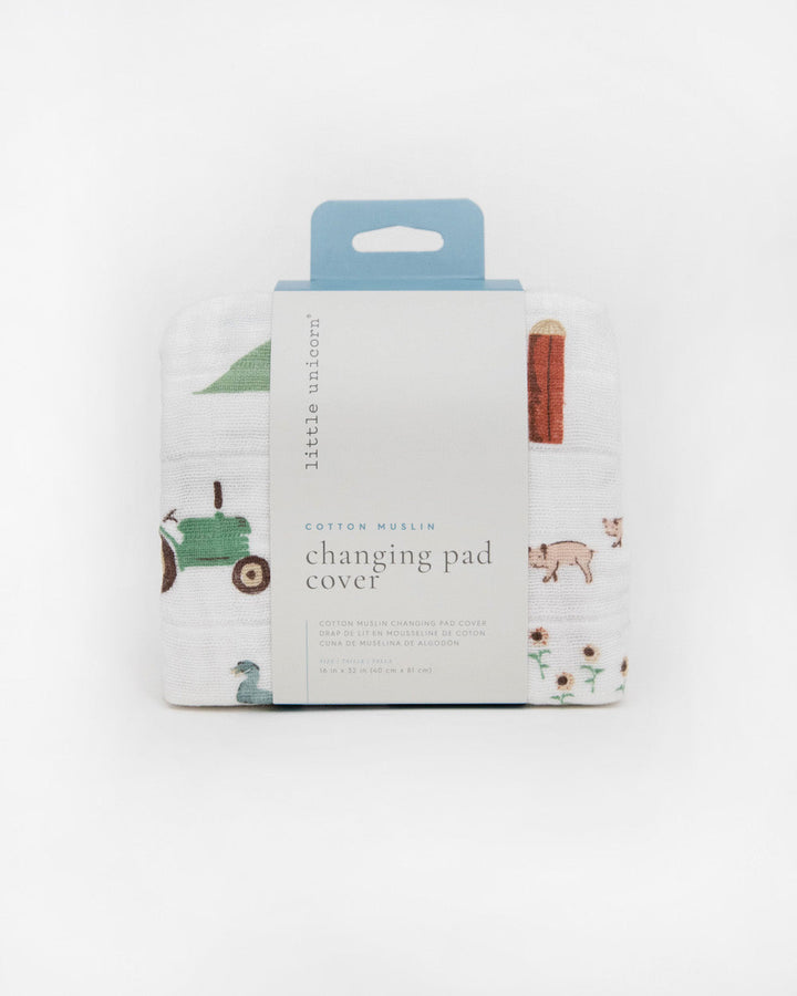 Little Unicorn Cotton Muslin Changing Pad Cover | Farmyard