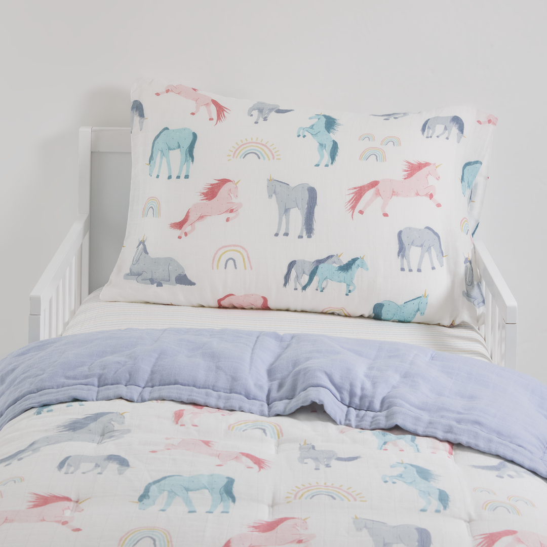 Little Unicorn Cotton Muslin Toddler Bedding 3 Piece Set | Unicorns