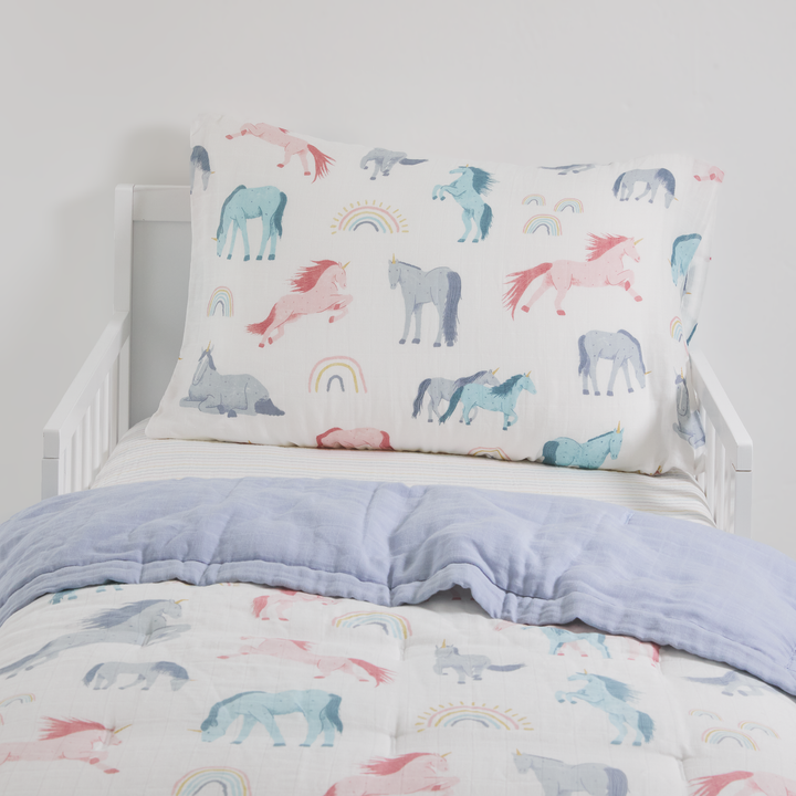 Little Unicorn Cotton Muslin Toddler Bedding 3 Piece Set | Unicorns
